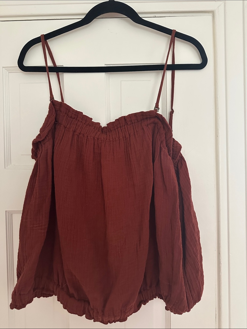 Anthropologie Rust Red Cotton Scrunched Tank or Tube Top